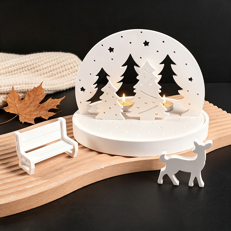 Candle Making Accessories - Noel Geyiği Tealight Mumluk Silikon Kalıpları,